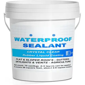 Sealant Clear 2L(70 oz),  Wall Bathroom Roof Water-Based  Coating, Invisible Repairing Leak  Patch & Seal Liquid Rubber Sealant for Indoor and Outdoor