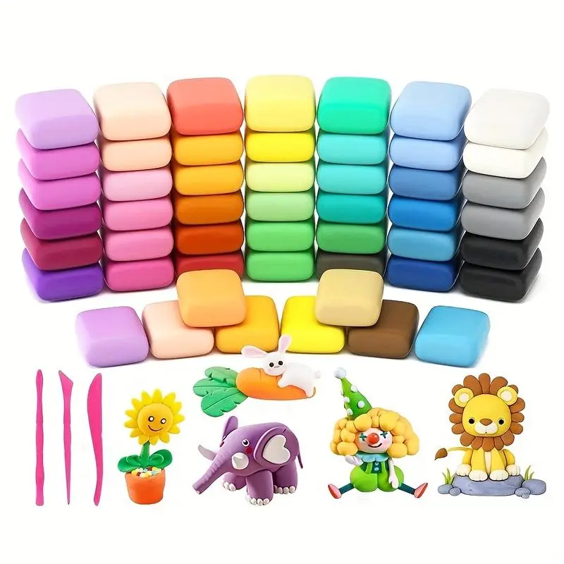 Ultra Light Air Dry Clay Set - 12/50 Colors, Sculpting Tools, Claycutters for DIY Handicrafts (Toys & Hobbies, DIY Pottery & Ceramics)