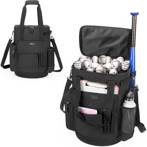 Baseball Ball Bucket with Large Capacity, Softball  Bag with Anti-Slip EVA Bottom, Space for Bat, Gloves, Scoreboards and Other Accessories