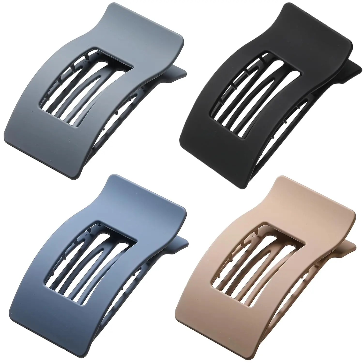 4 count Flat Hair Clips, Large Flat Claw Clips for Women Girls,  Hold  Hair Clips for Thick Thin Hair, Stylish Classic Hair Barrettes(Matte Blue)