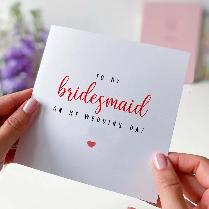 Bridesmaid Wedding Day Card, 1 Count to My Bridesmaid on My Wedding Day Card with Date, Customisable Gift for Bridal Shower and Hen Party