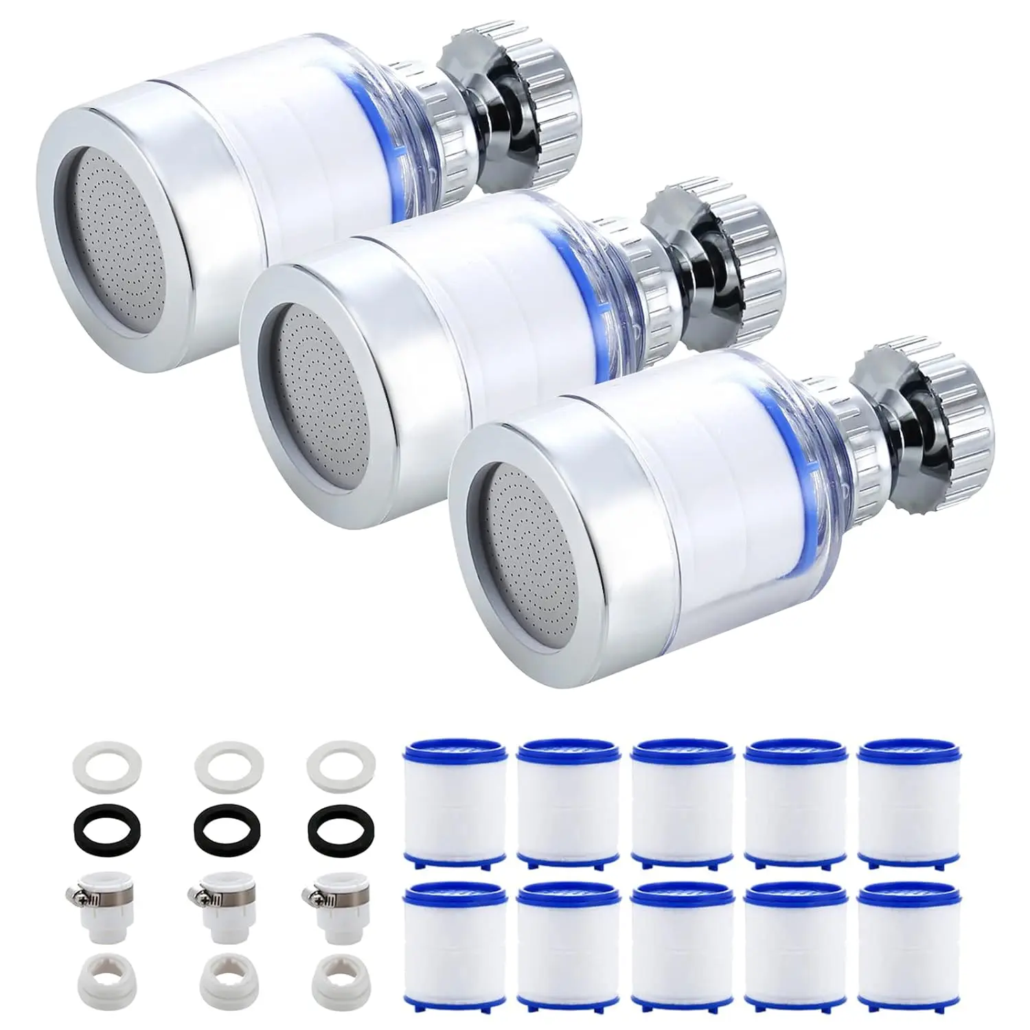 [Tools & Hardware] A Set of 3Pcs Sink Filter Water Faucet,Universal 360° Rotating Bathroom Sink Filter,Kitchen Faucet Water Filter,Removes Chlorine Fluoride Heavy Metals Hard Water for Home Kitchen & Bathroom