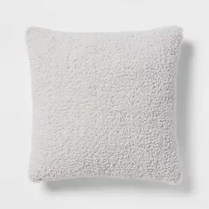Threshold Euro Cozy Faux Shearling Pillow 24x24 OEKO-TEX Certified, Gray