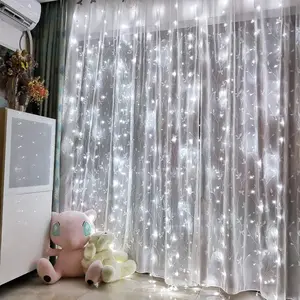 Led Curtain String Lights with Remote for Bedroom Wedding Party Festive Season Propose Marriage Window Christmas Decorations(Bright White)
