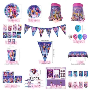 Girl Idol Theme Birthday Party Setup Kit, Disposable Cutlery Balloons Gift Bags Photo Props Atmosphere Set, Complete Party Supplies