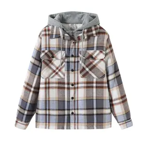 Plaid Checkers Jackets with Hooded Design and Button Closure for Casual Wear - Stylish and Comfortable Outerwear