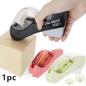 Handheld Tape Dispenser with 2 Rolls, Automatic Packaging Tape Machine, Single Hand Operation, Abs Material, Suitable for 1/2, 3/4 Inch Tape