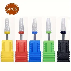 5 Piece Stainless Steel Nail Drill Bit Set - Perfect for Professional Manicures & Nail Art!