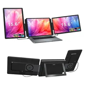15.6" Dual Screen Laptop Monitor Extender, 1080P FHD Portable Triple Screen Display for 12"-16" Laptops, Plug & Play Laptop Screen Extender, USB-C/Thunderbolt/HDMI Compatible for Windows & Selected Mac Models