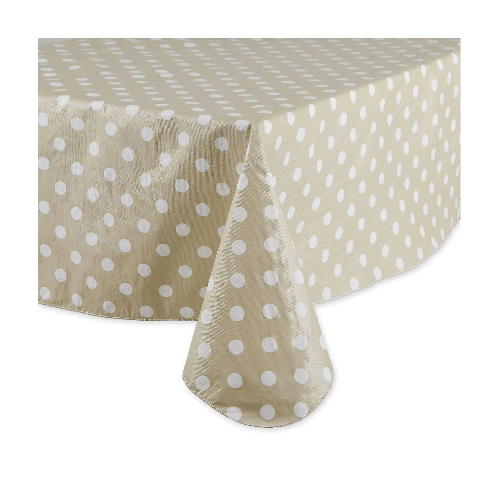 Design Imports Polka Dot Vinyl Tablecloth Natural 60x102