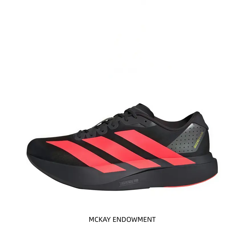 All-Black Racing Running Shoes with Bright Red Stripe Accents, High-Rebound Cushioned Midsole, for Road Races, Marathon Training (Sports Collectibles Accessory)