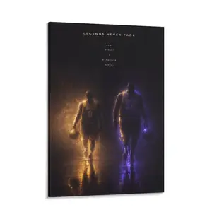 Legends Never Fade" Basketball Duo Canvas Print - Sports Wall Art Glowing Basketball Legends Canvas Art - Number 8 & 34 Wall Decor tiktokshopspringglowup