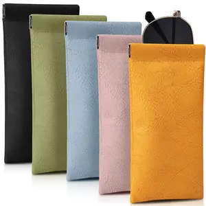 5 Packs Glasses Case,Soft Eyeglass Case Portable Squeeze Top Leather Glasses Case anti-scratch Eyeglass Case For Women Men