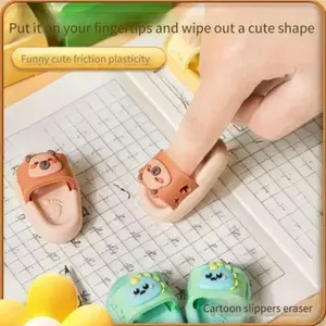 A Pair of Cartoon Slippers Erasers, Various Styles, Creative Erasers. Less Dandruff, Clean Thoroughly, Mini Portable Eraser, Cute Animal Design, Suitable for School and Office Supplies, School Stationery. Fun Design. Durable Eraser, Cute Eraser