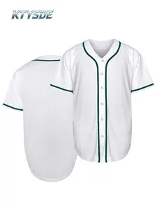 KTYSDE Solid Baseball Jersey Shirt for Men and Women, Plain Casual Short Sleeves Button Down T-Shirt