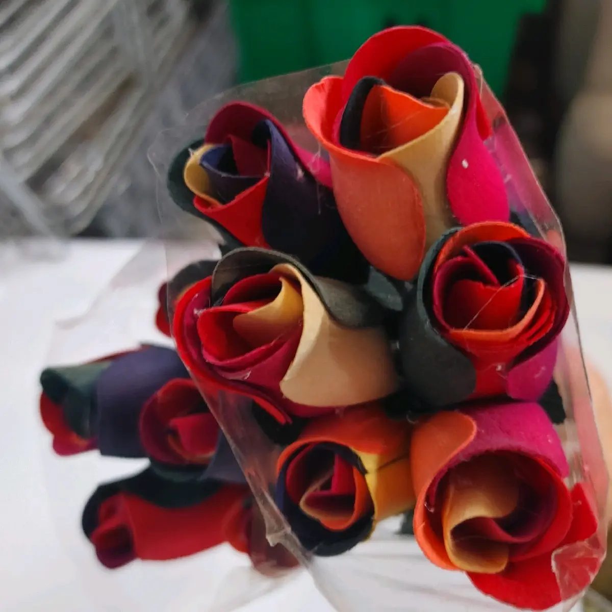 Rainbow Wooden Roses Decorative Gift Colorful Rainbow Wooden Roses Decorative Gift Colorful