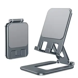 Fully Foldable Phone Stand for Desk, Adjustable Cell Phone Holder with Silicone Pad Compatible with All Smartphones