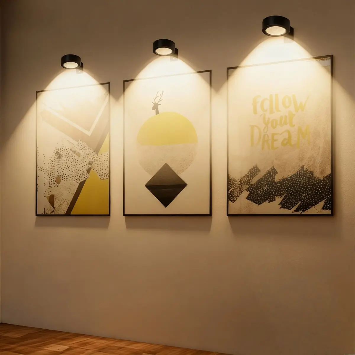 Wireless Artwork Picture Light with Remote Control, 3 Color Lighting, Adjustable Lighting and Dimmable Lights, Battery Powered, Ideal for Commercial Art Exhibitions