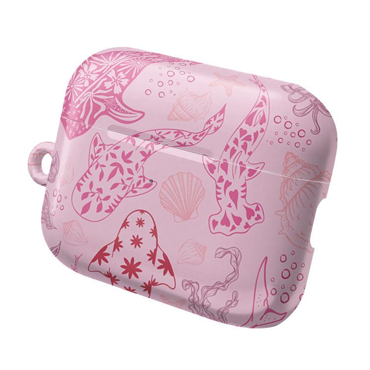 Whimsical Ocean Shark AirPods Case – Cute Sea Life Design with Starfish, Seashells & Coral Details, Aesthetic Marine Theme Protective Cover, Coastal Beach Style Accessory, Trendy Gift for Him & Her, Summer Ocean Lover AirPods Case