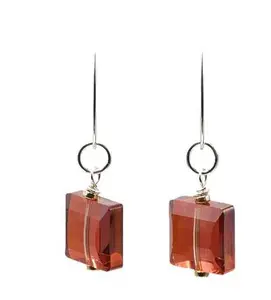 Women's 14 mm Stairway Red Magma Crystal Dangle Earrings