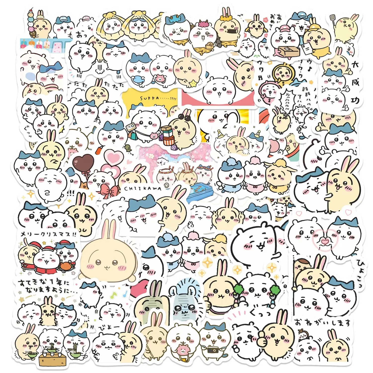 50pcs Chiikawa Kawaii Stickers Pack, Sticker Packs, Sticker Sheets, Craft, Waterproof Cute Japanese Anime Character Decals for Laptop, Water Bottle, Journal & Scrapbook, Anime Fan Gift