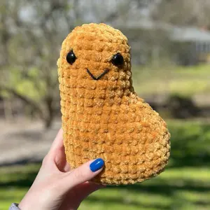 Crochet Chicken Nugget, Handmade Crochet Plushie, Emotional Support Nugget, Stuffed Toy