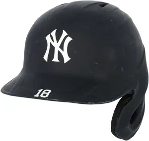 Oswald Peraza New York Yankees Game-Used #18 Navy Batting Helmet vs. Pittsburgh Pirates on April 5, 2025 - Fanatics Authentic Certified