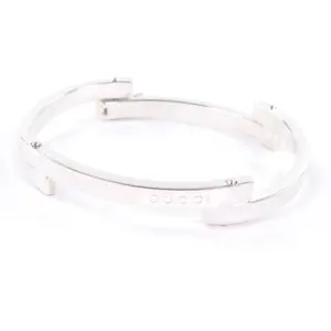 Pre-owned GUCCI Sterling Silver 925 (Ag925) Small Leather Goods Silver Bracelet
