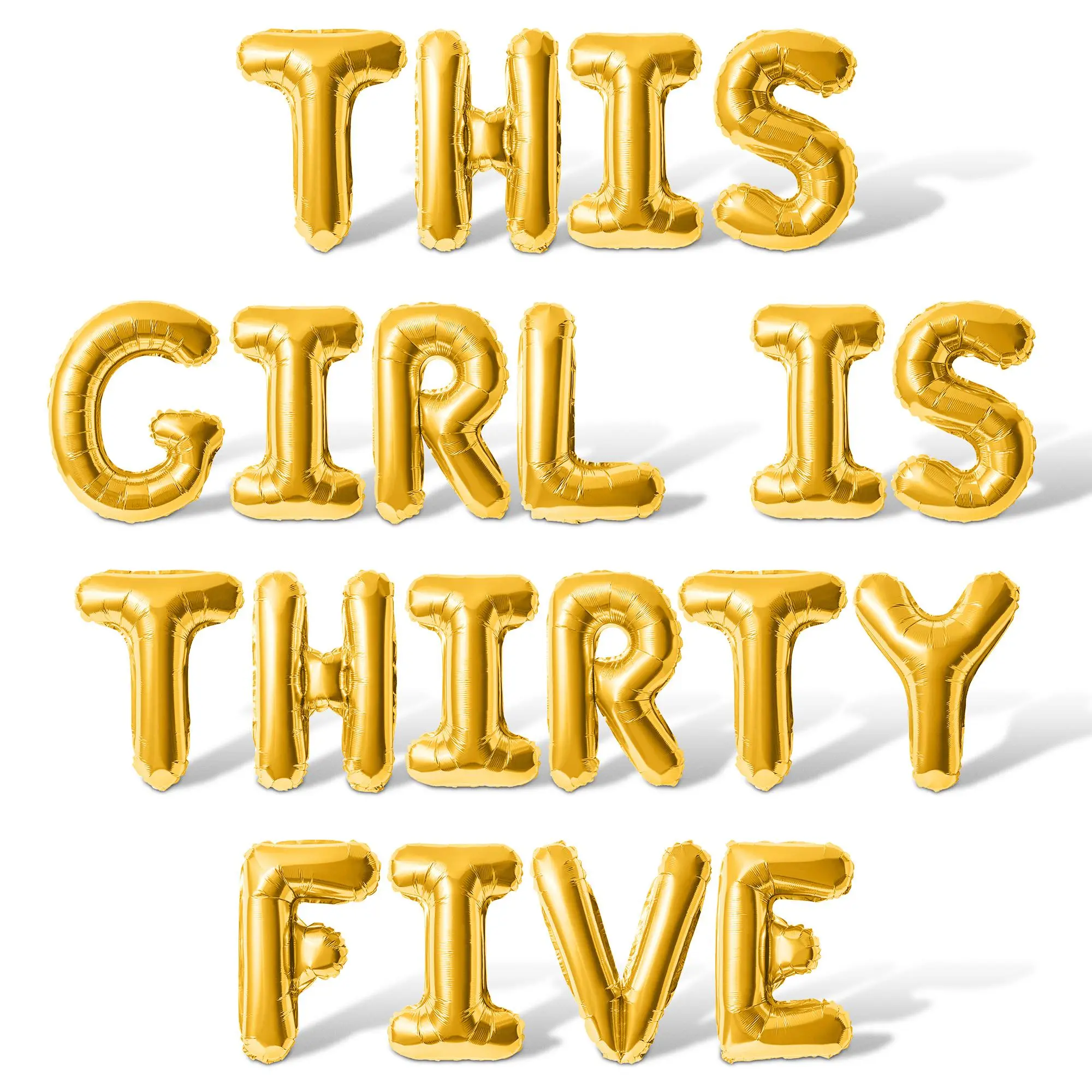 Letter Balloons - THIS GIRL IS THIRTY FIVE 16" Inch Alphabet Letters Foil Mylar Balloon 35th Birthday Party Banner