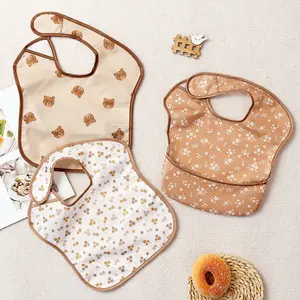 Bear Print Baby Bibs, 3 Counts/set Soft Breathable Baby Bibs, Baby Bibs for Boys & Girls, Baby Essentials, Newborn Baby Stuff