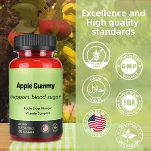 Apple Cider Vinegar Gummies - Dietary supplement,Vitamin Complex| 60 Gummies,Blood Sugar Support | Made in USA,non GMO,Gluten Free Healthcare Edible bv vitamins