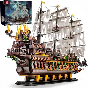 Mould King 13197 Pirate Ship Building Toy, MOC Flying Dutchman Model Ship Boat, Decorative Realistic, Suitable for adults and children, Halloween Decor Christmas Birthday Gifts for Collections Displayable