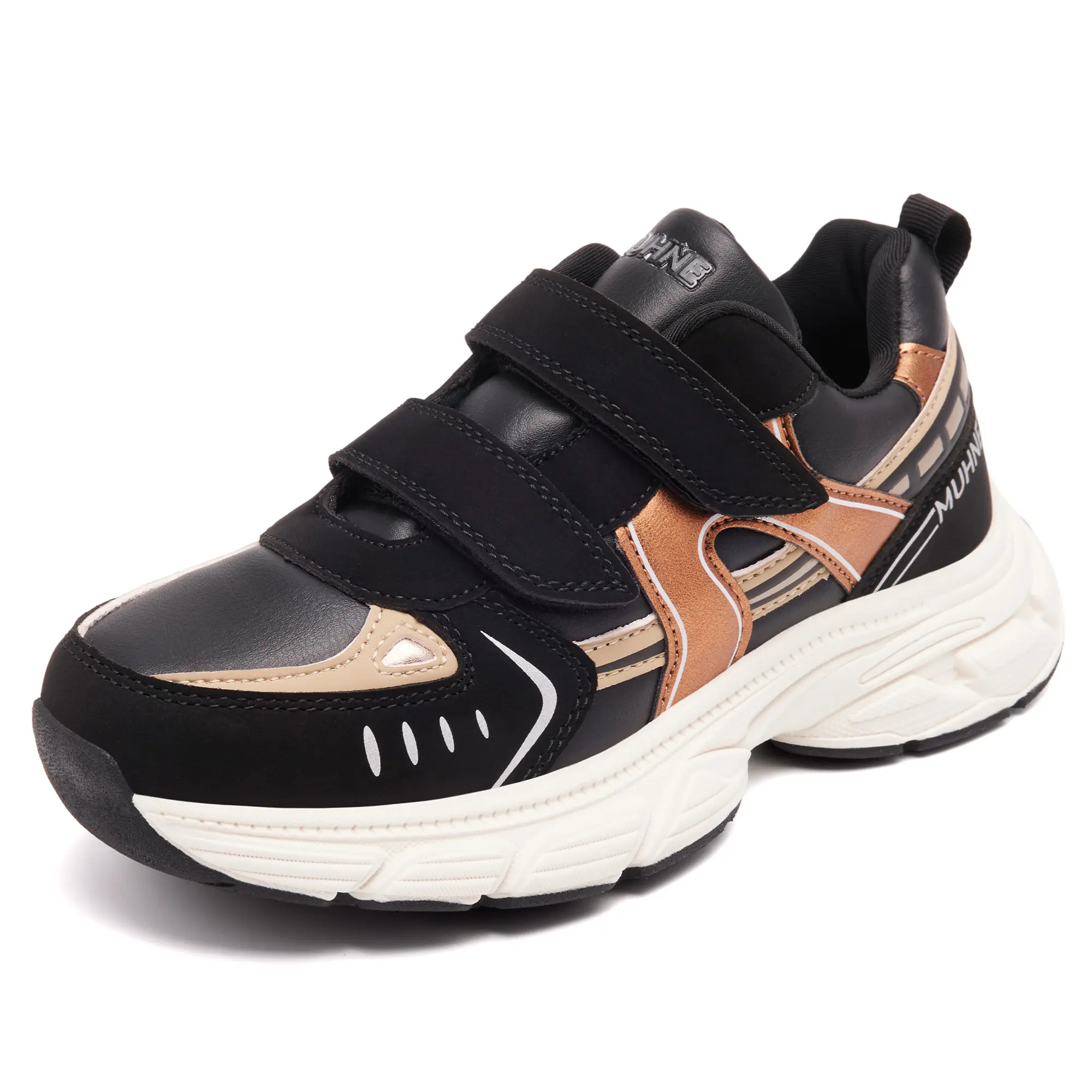 Girls' Synthetic Leather Casual Athletic Trainers - Lightweight MD Sole, Soft Cushioning, Breathable, Adjustable Velcro, Reinforced Toes, All-Seasons Easy-On-Off Outdoor Play Shoes for Little & Big Kids