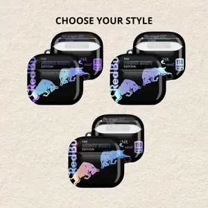 Holo Bull Earbuds Case Cover, Black Cyber Western Aesthetic Protective Sleeve For Wireless Earbuds, Gift Idea