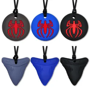 FN32 Chew Necklaces for Sensory Kids Boys Girls and Adults, 6 Pack Sensory Necklace for Autism, ADHD, SPD, Silicone Adult Teething Necklace Reduce Chewing Biting Fidgeting