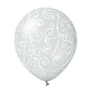 Elegant Filigree Clear Latex Balloons - 12-Inch, Pack of 6