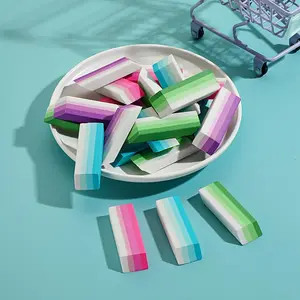 3/6pcs Dopaamine Colorful Erasers, Creative Stripe No-Trace Erasers, Art Drawing Erasers, Educational Office School Supplies