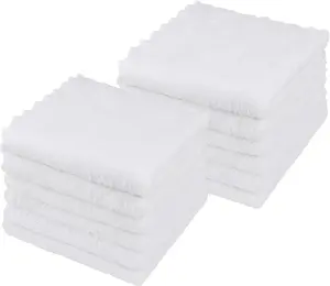Ultra Soft Washcloths 12 Pack,  Microfiber Towel Sets 12 x 12 inches, Absorbent and Quick Drying Coral  Washcloth, Multi-Purpose Wash Cloths for Bathroom, Hotel, and Gym (White)
