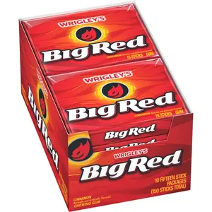 BIG RED WRIGLEY'S Cinnamon Chewing Gum Bulk Pack, 15 Count(Pack of 10)