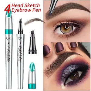 QIC 4-Tip Microblading Eyebrow Pen, Waterproof Brow Marker Pen for Hair Stroke Brows, Long-Lasting Smudge-Resistant