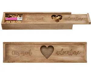Pregnancy Test Keepsake Box Wooden Pregnancy Announcement Baby Reveal Surprise Test Holder Souvenir Gifts for Dad Grandma Grandparents (Brown)