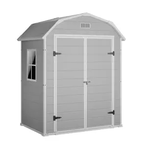 Gaomon 6x4.5 ft Resin Storage Shed, Durable All-Weather Outdoor Backyard Shed with Floor, Leak-Proof Solid Panels for Efficient Organization, Light Grey