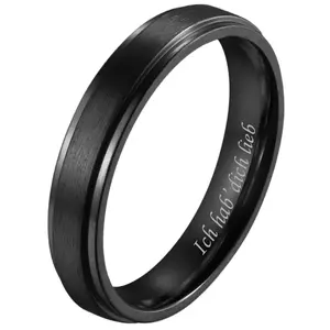 OIDEA 6mm Couples Titanium Wedding Ring Black Polished Beveled Edge Engravable Engagement Anniversary Promise Band Birthday Gift Set