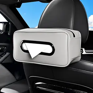 HOLDCY Car Tissue Holder - Universal Soft PU Faux Leather Box with Quick-Release Clip for SUV/Truck, Extra Large Design Tissue Box Storage Fits Seat/Backrest/Center Console/Visor (Gray)