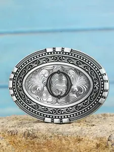 Western Cowboy Initial Vintage Embossed Belt Buckle, Unisex Multi-Functional Smooth Ring, Casual Animal Pattern, All Seasons Accessory