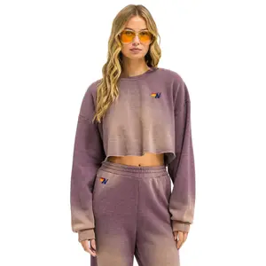 ESSENTIAL CROPPED CREW SWEATSHIRT RELAXED - FADED MOCHA