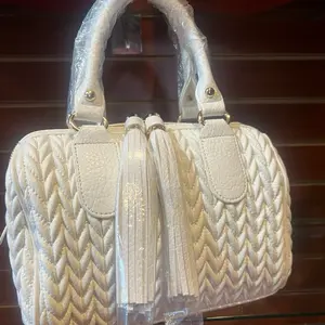 White Quilted Satchel with Tassels - Stylish Handbag for Everyday Use