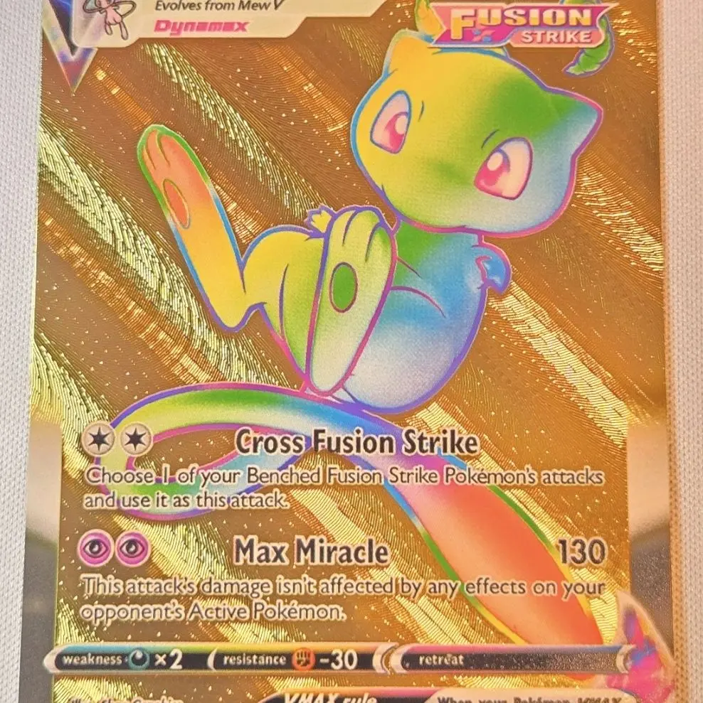 MEW VMAX Rainbow Gold Foil Fan Art Collectible Card MEW VMAX Rainbow Gold Foil Fan Art Collectible Card