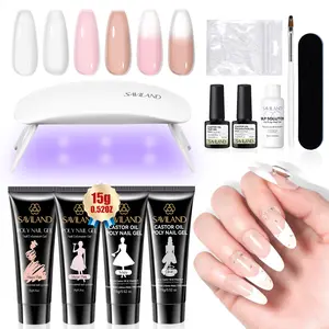 SAVILAND Poly Gel Nail Kit - 4 Natural Clear Colors with UV Lamp, Slip Solution, and Quick-Drying Formula for 28-Day Durable DIY Nails at Home Manicure Gift