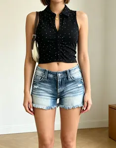 Micro Low Rise Denim Shorts